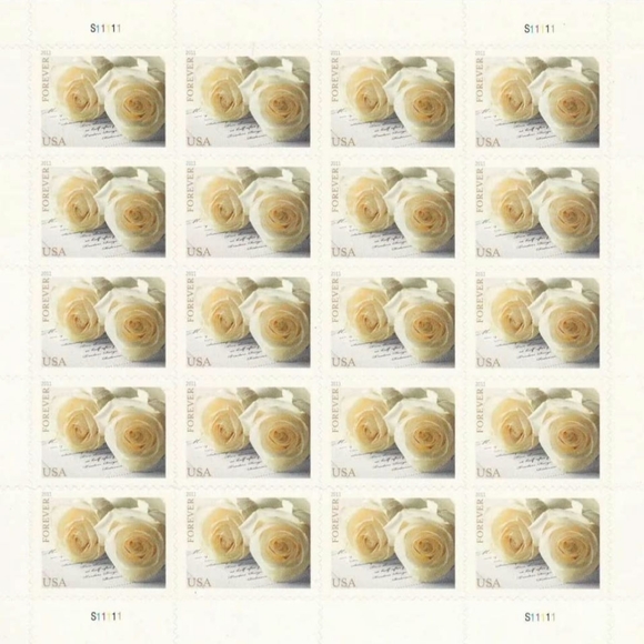 USPS Other - 200 lifetime white roses unused wedding stamps.